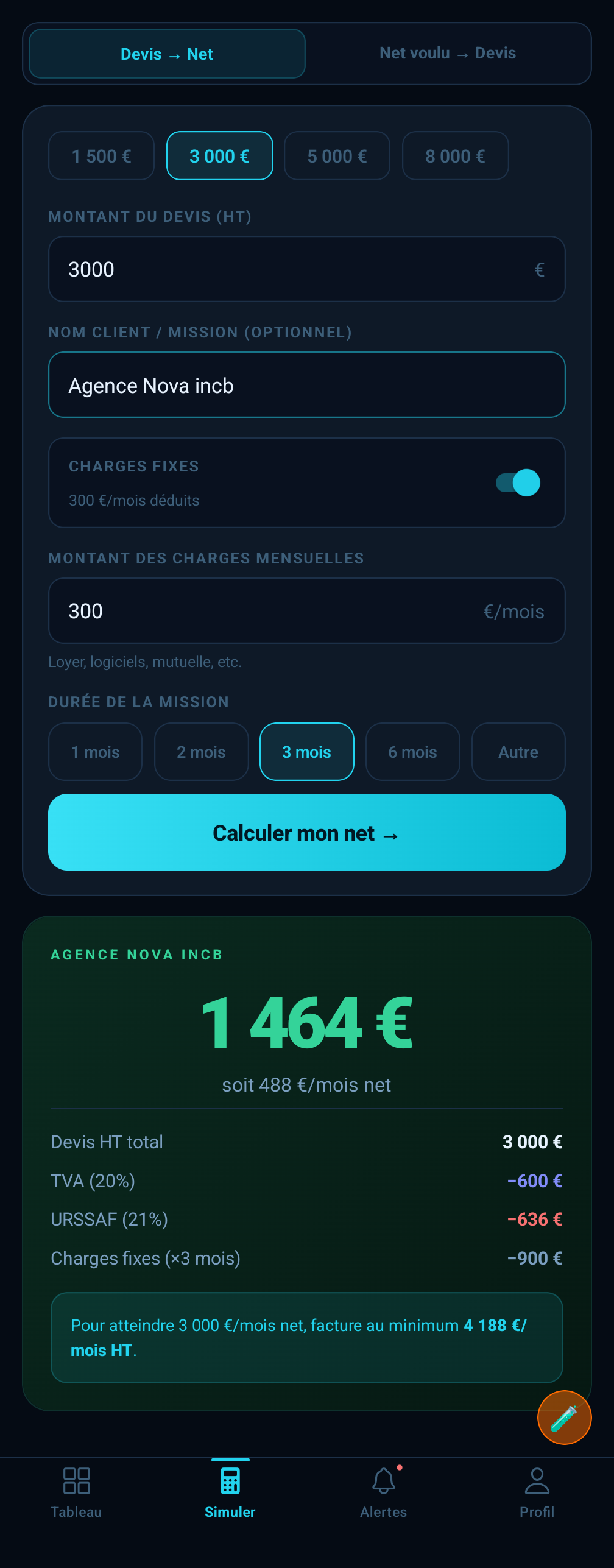 Simulateur FlowFreelance